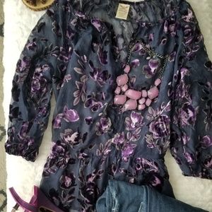 Blue chiffon peplum top